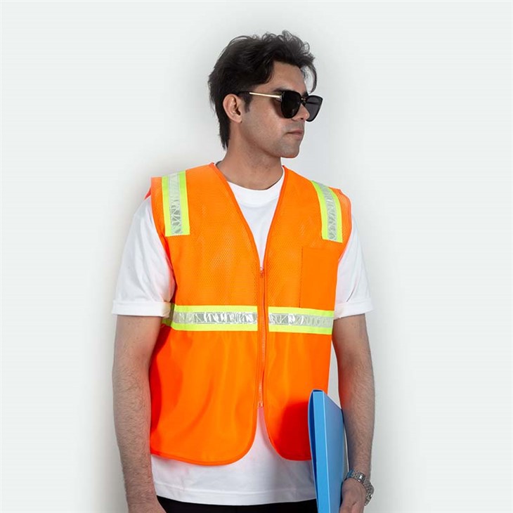 Vest an toàn cổng có tầm nhìn cao Màu vàng cam